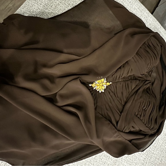 Bari Jay Brown Strapless Dress with Jeweled Accent - Picture 11 of 12